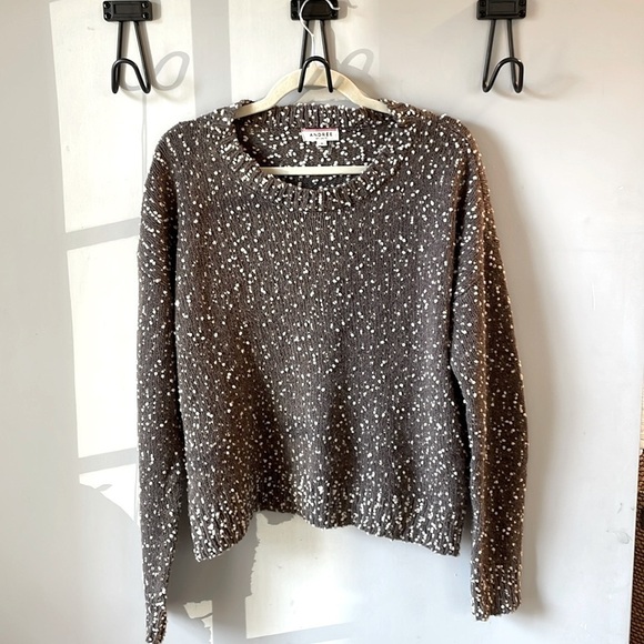 Andree, women’s small (could fit up to a large), gray w/white pompom sweater - Picture 1 of 4